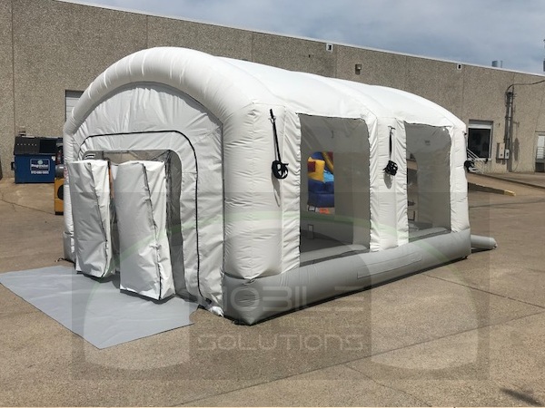 auto paint booths inflated outside