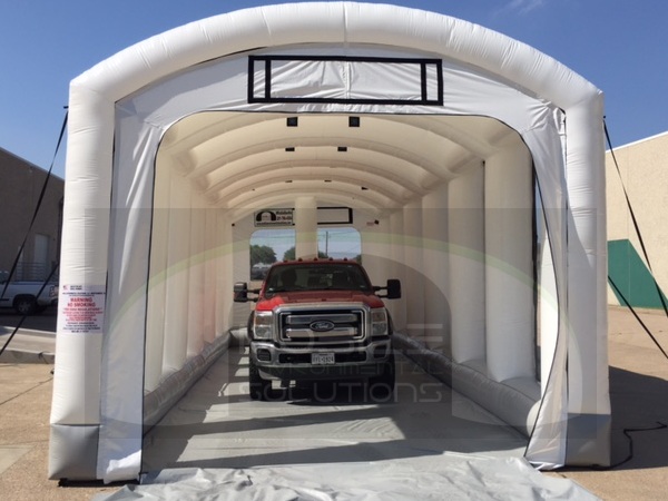 car spray booth with full size truck