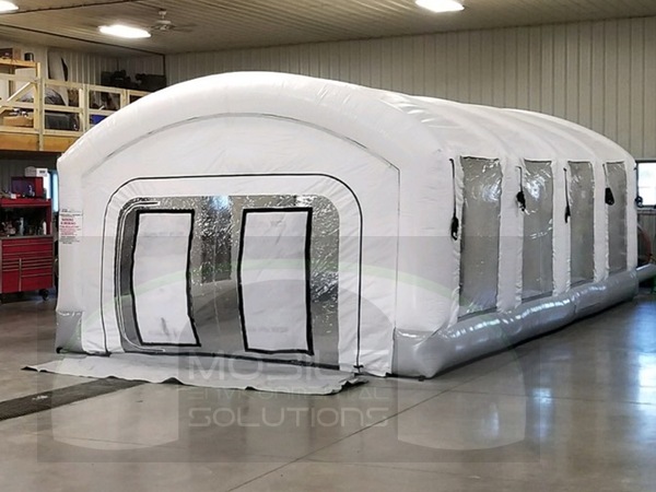 portable automotive paint booth in garage