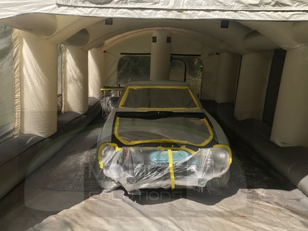 portable spray booth for cars looking inside
